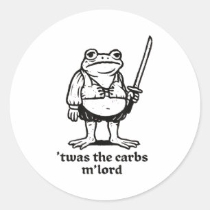 Twas The Carbs Lord Grappige middeleeuwse kikker v Ronde Sticker