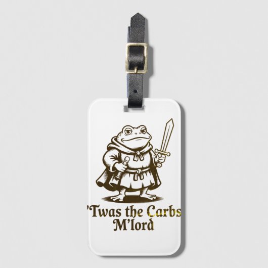 Twas the Carbs M'Lord Funny Frog Meme Bagagelabel (Voorkant (verticaal))
