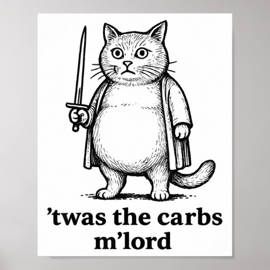 Twas The Carbs Mlord Meme Gift Mannen Vrouwen Kind Poster (Voorkant)