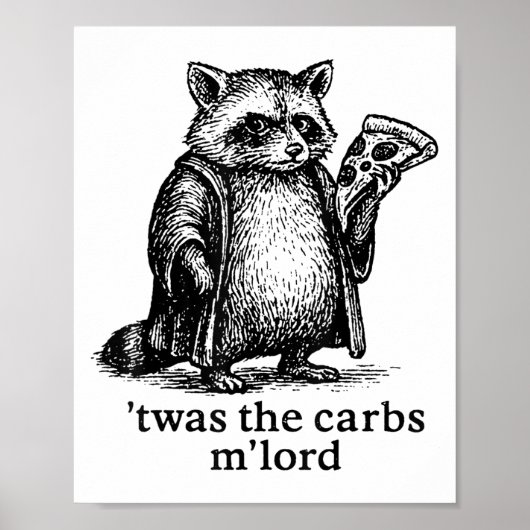 Twas The Carbs Mlord Meme Gift Mannen Vrouwen Kind Poster (Voorkant)
