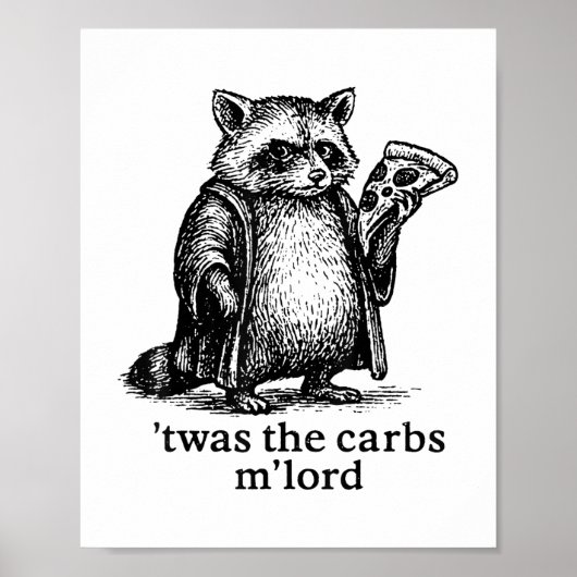 Twas The Carbs Mlord Meme Gift Mannen Vrouwen Kind Poster (Voorkant)