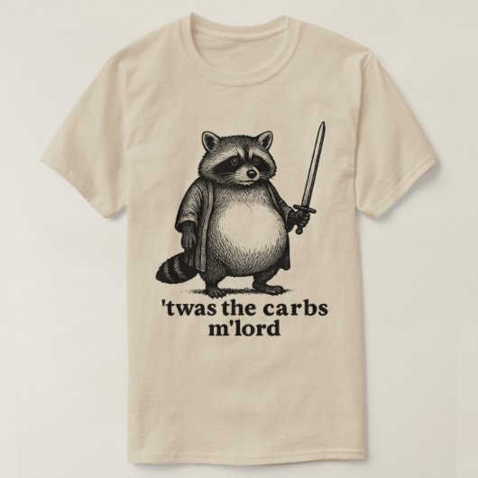 TWAS The Carbs M'Lord Raccoon | middeleeuwse vuiln T-shirt (Design voorkant)