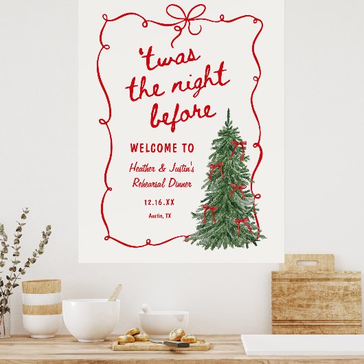 Twas The Night Before Holiday Rehearsal Dinner Poster (Keuken)