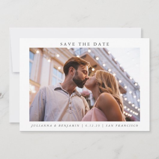 Twee 2 Foto minimalistisch Modern Elegant Wedding Save The Date (Voorkant)