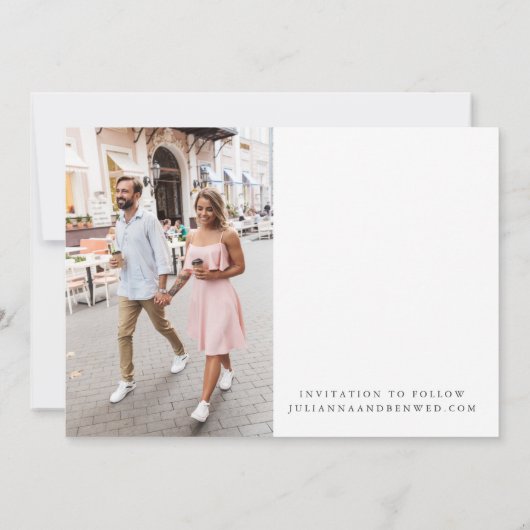 Twee 2 Foto minimalistisch Modern Elegant Wedding Save The Date (Achterkant)