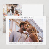Twee 2 Foto minimalistisch Modern Elegant Wedding Save The Date (Voorkant / Achterkant)