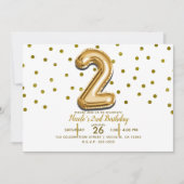 Twee 2 gouden ballon en Confetti 2e verjaardagsfee Kaart (Voorkant)