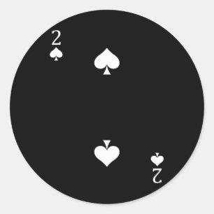 Twee (2) van Spades Poker Kaart spelen Kaart Ronde Sticker