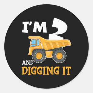 Twee 2yr 2th Verjaardag Bouwjongen 2 jaar oud Ronde Sticker
