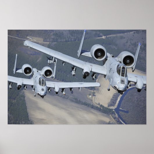 Twee A-10C Thunderbolt II-vliegtuig vliegen in for Poster (Voorkant)