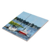 Twee aangemeerde zeilboten Norwalk, CT Tegeltje (Zijkant)