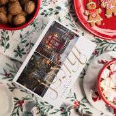 Twee aangepaste foto's goud vreugdevolle typografi kaart