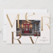 Twee Aangepaste Foto's Goud Vrolijk Elegant Typogr Kaart (Voorkant)