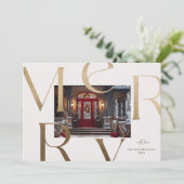 Twee Aangepaste Foto's Goud Vrolijk Elegant Typogr Kaart (Staand voorkant)