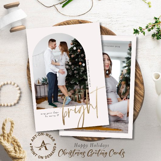 Twee Aangepaste Foto's Heldere Tekst Blush Roze Li Kaart