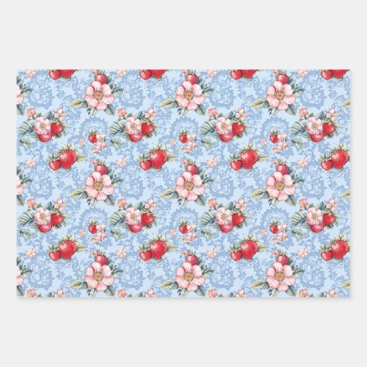 Twee aardbei en een effen kleur inpakpapier vel (Voorkant 2)