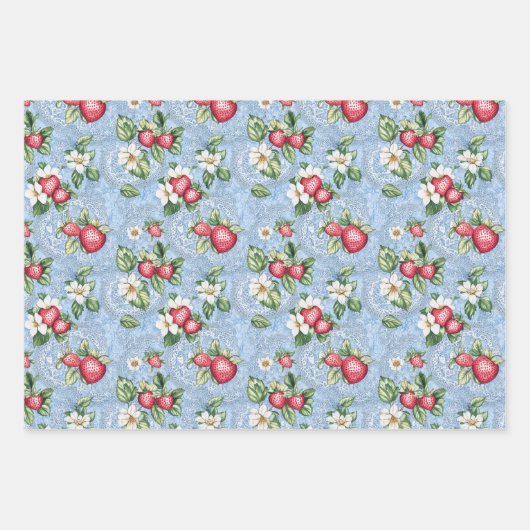 Twee aardbei en een effen kleur inpakpapier vel (Voorkant)