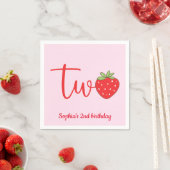 Twee Aardbei Verjaardag Servet (Insitu)