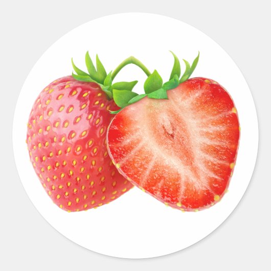 Twee aardbeien ronde sticker (Voorkant)