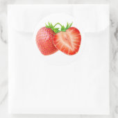 Twee aardbeien ronde sticker (Tas)