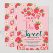 Twee aardbeienmolen die twee verjaardag vieren kaart (Voorkant / Achterkant)