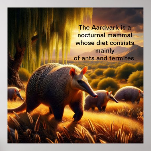 Twee Aardvark tedere miereneter moederlijke liefde Poster (Voorkant)