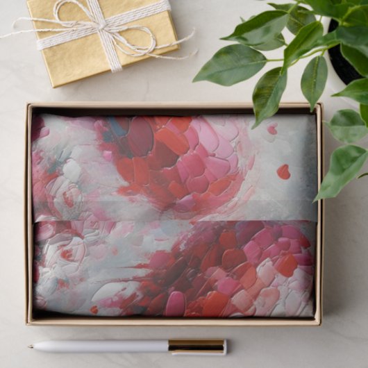 Twee Abstracte harten schilderen Valentijn Decoupa Tissuepapier (Geschenk)