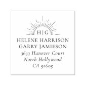 Twee achternamen Chic Sun Initialen Couples Adres Zelfinktende Stempel (Design)