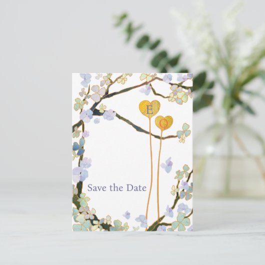 Twee achtertuin bruiloft opslaan Datum Aankondigingskaart (Staand voorkant)