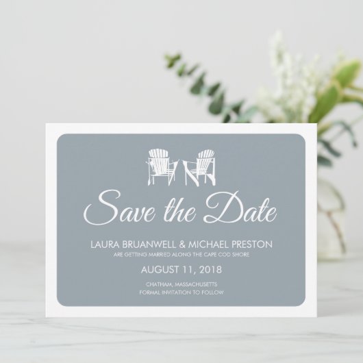 Twee Adirondack Chairs Save the Date (Staand voorkant)