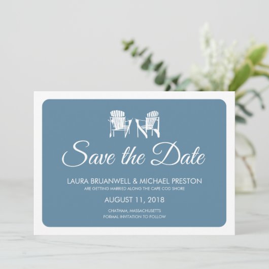 Twee Adirondack Chairs Save the Date (Staand voorkant)