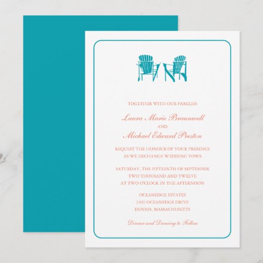Twee Adirondack Chairs Wedding Kaart (Voorkant / Achterkant)