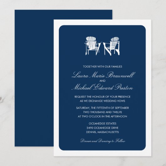 Twee Adirondack Chairs Wedding Kaart (Voorkant / Achterkant)