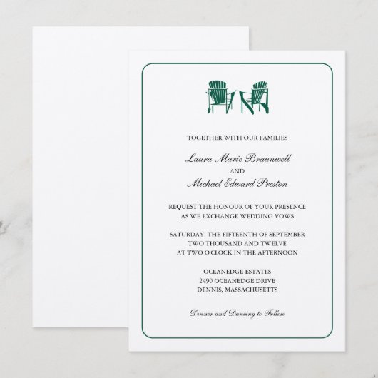 Twee Adirondack Chairs Wedding Kaart (Voorkant / Achterkant)