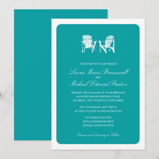 Twee Adirondack Chairs Wedding Kaart (Voorkant / Achterkant)