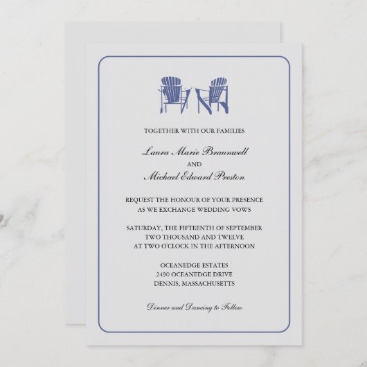 Twee Adirondack Chairs Wedding Kaart (Voorkant / Achterkant)