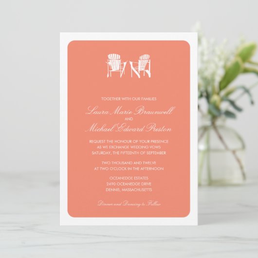 Twee Adirondack Chairs Wedding Kaart (Staand voorkant)