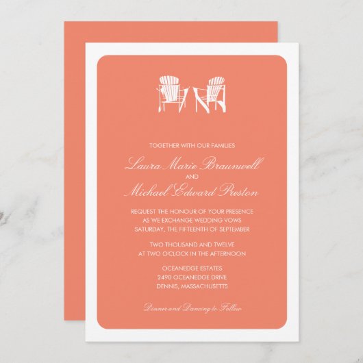 Twee Adirondack Chairs Wedding Kaart (Voorkant / Achterkant)