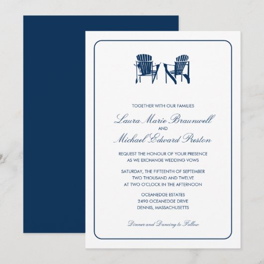 Twee Adirondack Chairs Wedding Kaart (Voorkant / Achterkant)