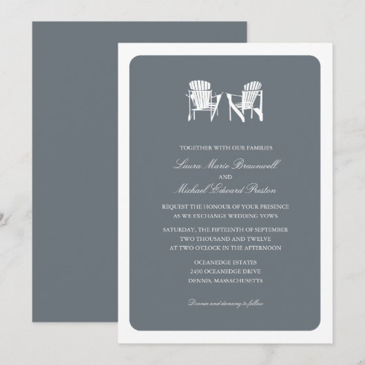 Twee Adirondack Chairs Wedding Kaart (Voorkant / Achterkant)