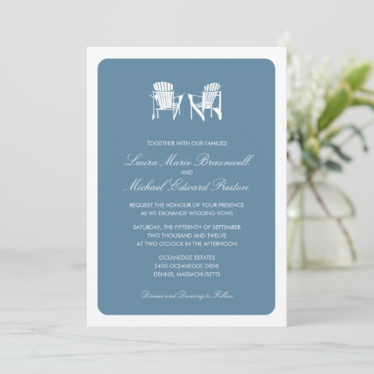 Twee Adirondack stoelen | Bruiloft Kaart (Staand voorkant)