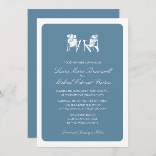 Twee Adirondack stoelen | Bruiloft Kaart (Voorkant / Achterkant)