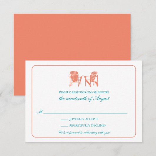 Twee Adirondack-stoelen RSVP Kaartje (Voorkant / Achterkant)