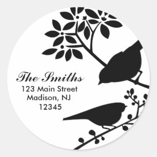 Twee Adresetiketten vogels Ronde Sticker