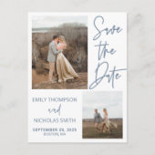 Twee Afbeelding Save The Date Briefkaart in Dusty  (Voorkant)