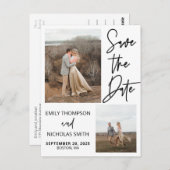 Twee Afbeelding Save The Date Briefkaart in het zw (Voorkant / Achterkant)