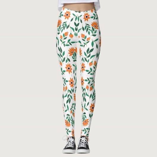 Twee afbeeldingen van bloemige leggings tonen (Voorkant)