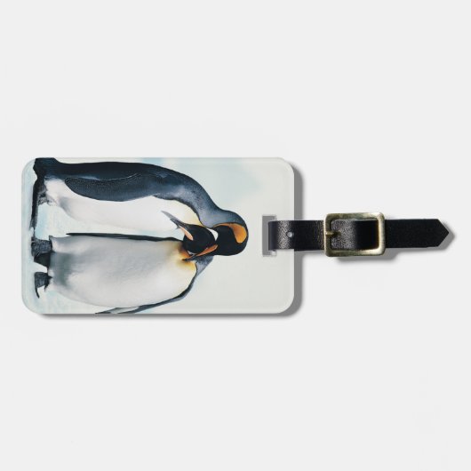 Twee affectionerende pinguïns bagagelabel (Voorkant horizontaal)