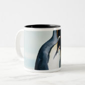 Twee affectionerende pinguïns tweekleurige koffiemok (Voorkant links)