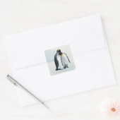 Twee affectionerende pinguïns vierkante sticker (Envelop)